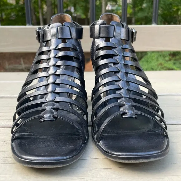 Paul Green Christy Black Caged Strappy Heels Sandals Shoes size 9