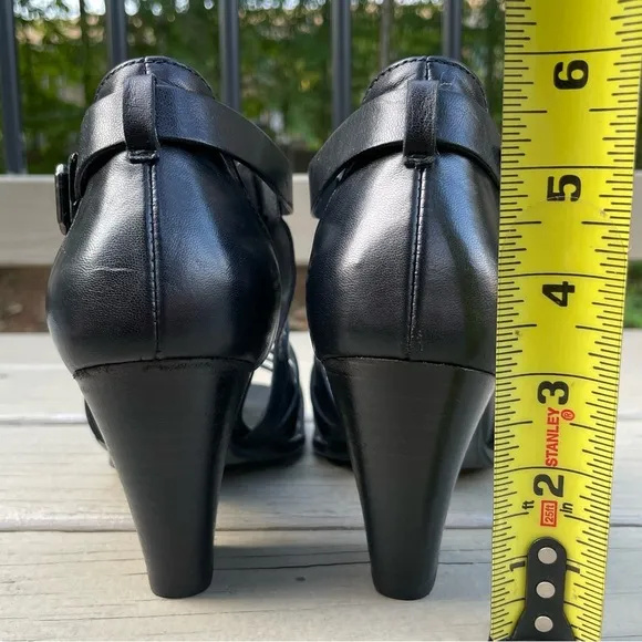 Paul Green Christy Black Caged Strappy Heels Sandals Shoes size 9