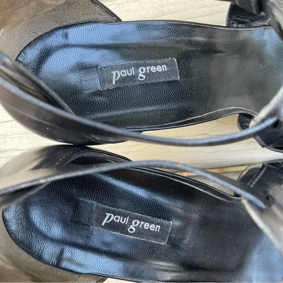Paul Green Christy Black Caged Strappy Heels Sandals Shoes size 9