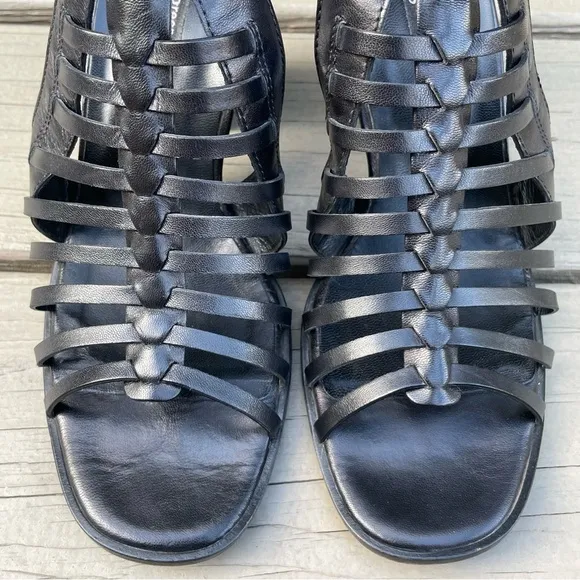 Paul Green Christy Black Caged Strappy Heels Sandals Shoes size 9