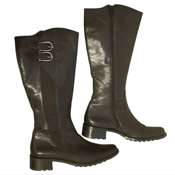 PAUL GREEN Munchen Jennings Leather Tall Riding Boots Adjustable Handmade NWOT