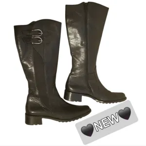 PAUL GREEN Munchen Jennings Leather Tall Riding Boots Adjustable Handmade NWOT