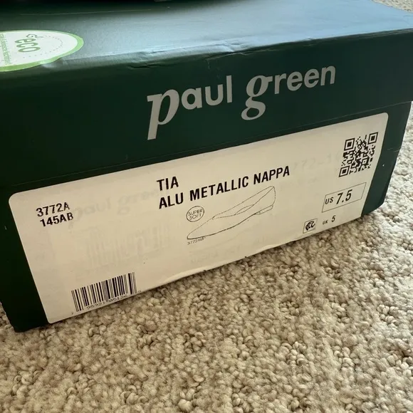 Paul Green | Tia Flat in Alu Metallic Napa new in box US size 7.5 $370 retail