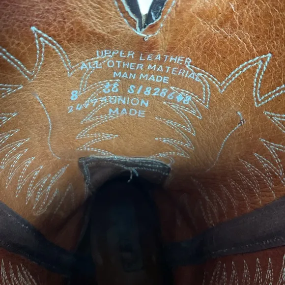PD Tuff Brown Pull On Work Boots 8 EE USA Made Western Soft Toe