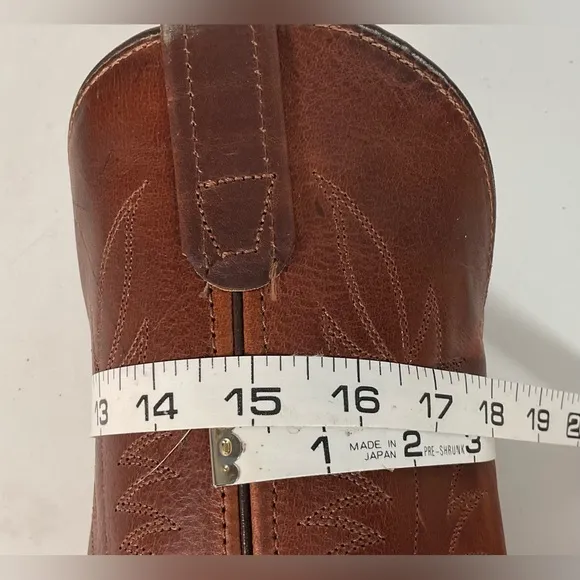 PD Tuff Brown Pull On Work Boots 8 EE USA Made Western Soft Toe