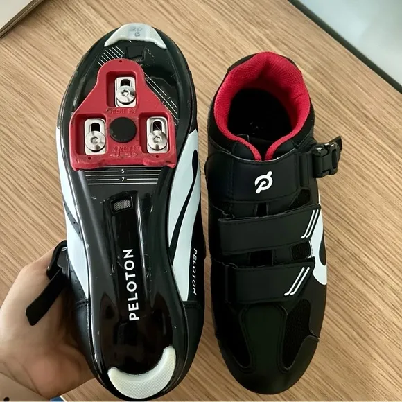 Peloton Black &amp; Red Cycling Shoes | Velcro Closure