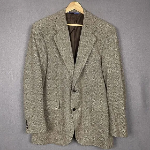 Pendleton Blazer Sport Coat Men 42L 2 Button Wool Jacket USA Herringbone
