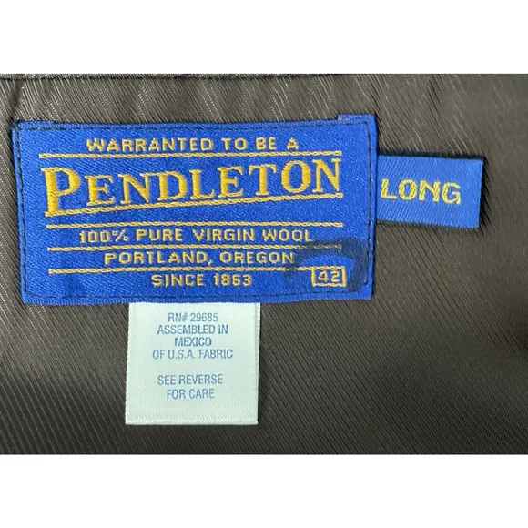 Pendleton Blazer Sport Coat Men 42L 2 Button Wool Jacket USA Herringbone