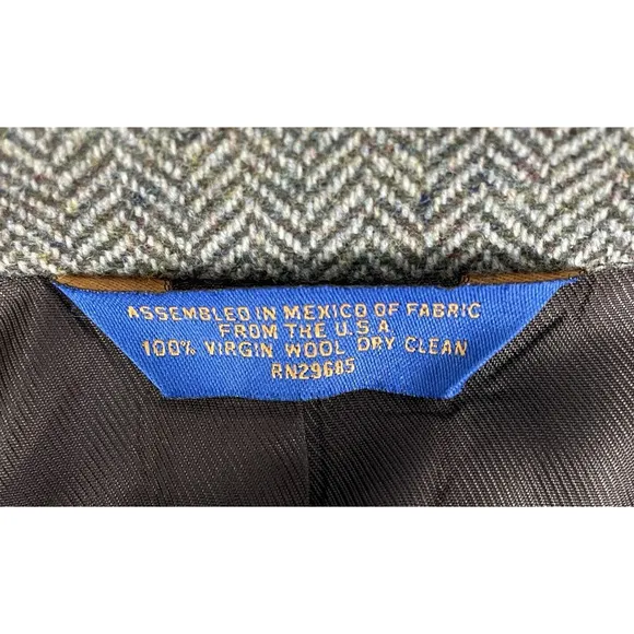 Pendleton Blazer Sport Coat Men 42L 2 Button Wool Jacket USA Herringbone