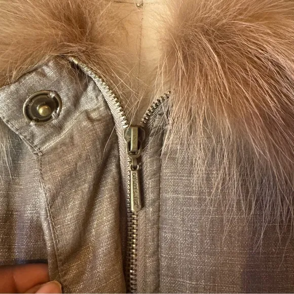 Penny Lane fur cotton crochet puffer button down fur collar coat