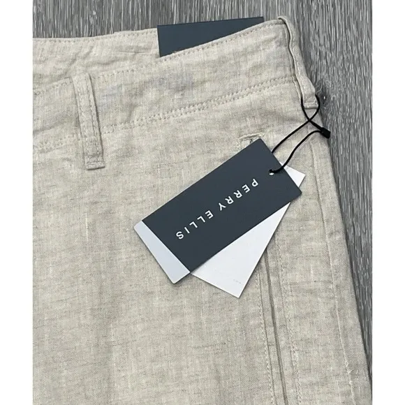 Perry Ellis NATURAL 100% LINEN Drawstring Beige Men's Pants NWT US 38