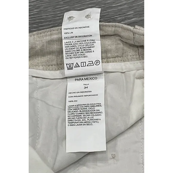 Perry Ellis NATURAL 100% LINEN Drawstring Beige Men's Pants NWT US 38