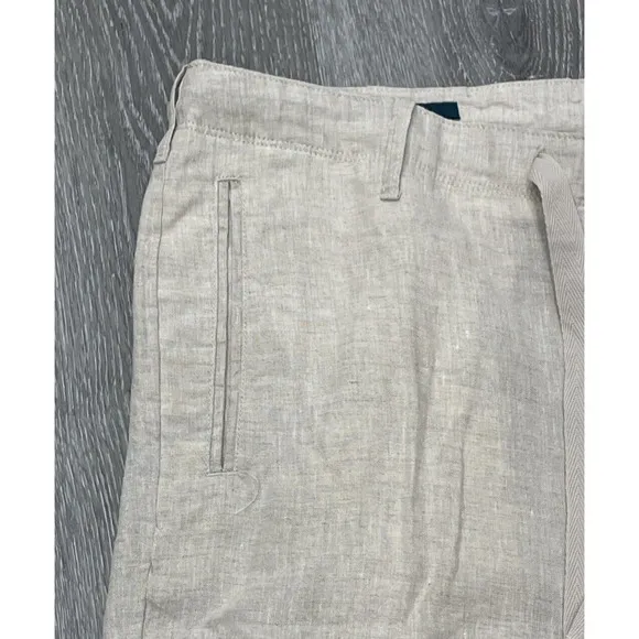 Perry Ellis NATURAL 100% LINEN Drawstring Beige Men's Pants NWT US 38