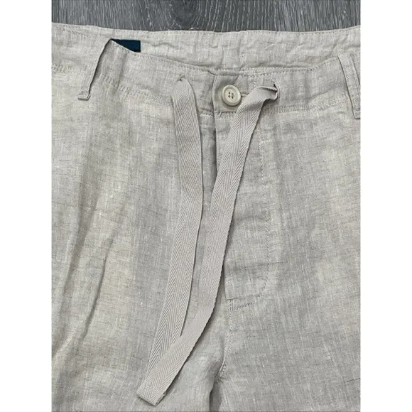 Perry Ellis NATURAL 100% LINEN Drawstring Beige Men's Pants NWT US 38