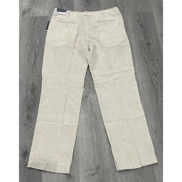 Perry Ellis NATURAL 100% LINEN Drawstring Beige Men's Pants NWT US 38