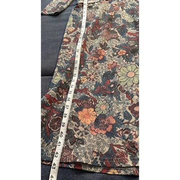 Peruvian Connection Midi Dress Sz Small Floral Boat Neck 3/4 Sleeve Modest EUC