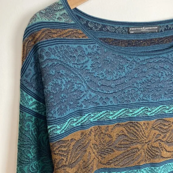 Peruvian Connection Teal Blue Pima Cotton Stretch Sheath Dress