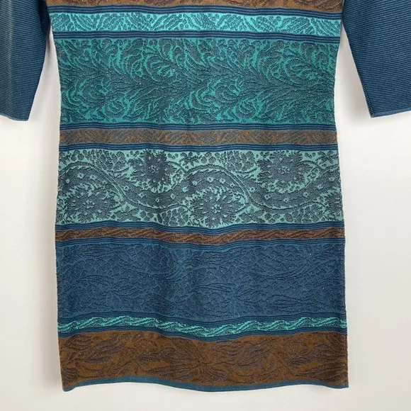 Peruvian Connection Teal Blue Pima Cotton Stretch Sheath Dress