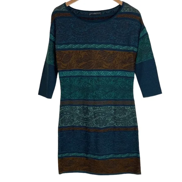 Peruvian Connection Teal Blue Pima Cotton Stretch Sheath Dress