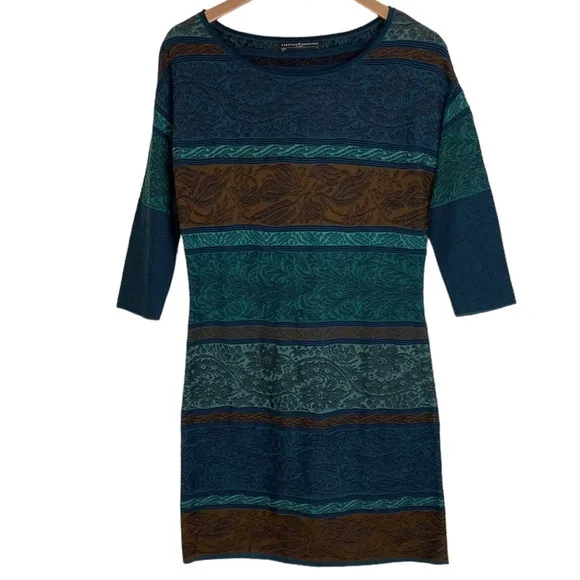 Peruvian Connection Teal Blue Pima Cotton Stretch Sheath Dress