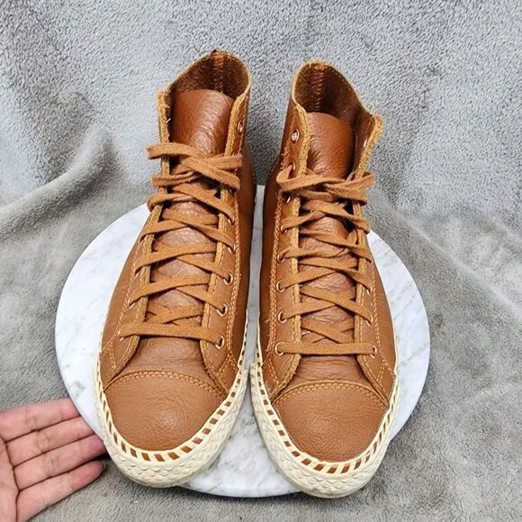 P.F. Flyers Shoes Mens 10.5 Brown Leather Lace Up Sneakers *GUC*