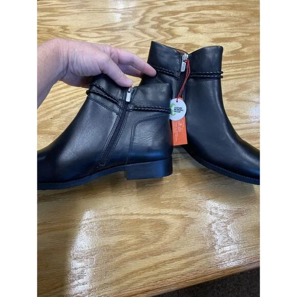 Pikolinos Royal Boots Womens 9.5 Black Leather Side Zip Flat Ankle Round Toe S63