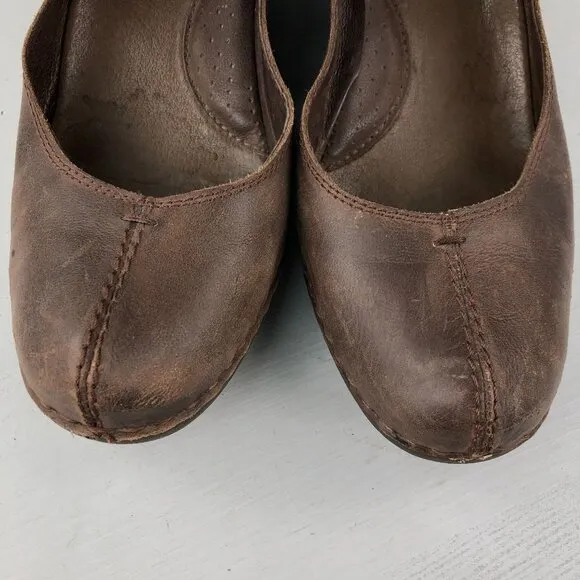Pikolinos Women's Size 41 (10.5-11) Brown Leather Hook &amp; Loop Wedge Heel Shoes