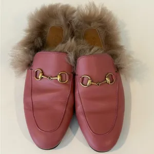 Pink Gucci Princetown Loafer Mules with Fur – Size 37 as seen on Gigi Hadid