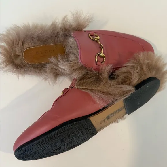 Pink Gucci Princetown Loafer Mules with Fur – Size 37 as seen on Gigi Hadid