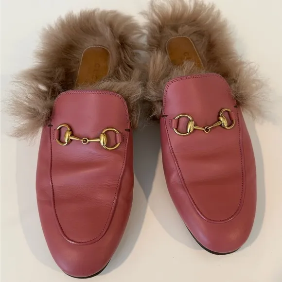 Pink Gucci Princetown Loafer Mules with Fur – Size 37 as seen on Gigi Hadid