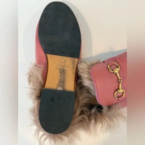 Pink Gucci Princetown Loafer Mules with Fur – Size 37 as seen on Gigi Hadid