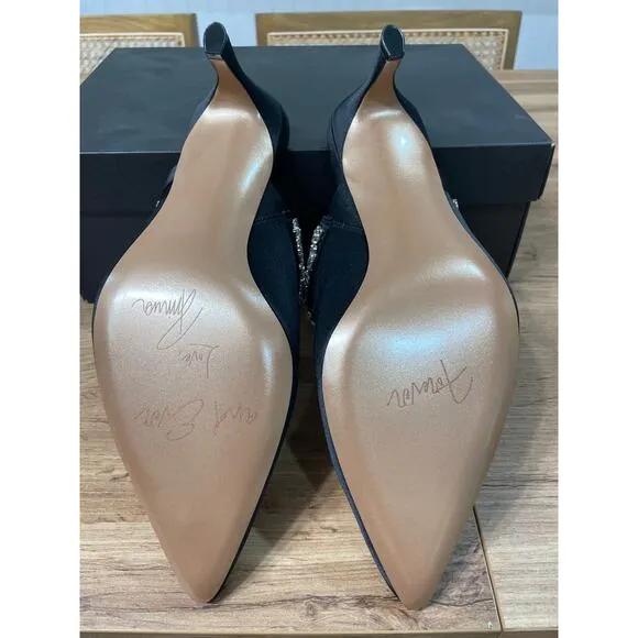 Pnina Tornai 4 Naturalizer Liefde Satin Rhinestone Mules Black Size 9.5 Wide NIB