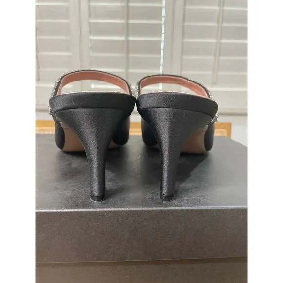Pnina Tornai 4 Naturalizer Liefde Satin Rhinestone Mules Black Size 9.5 Wide NIB
