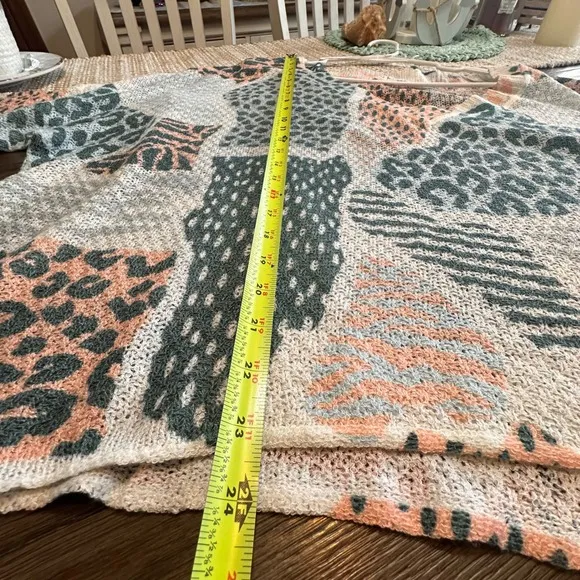 POL Animal Print Poncho Top Lightweight Knit Pullover Bohemian Women's Size L