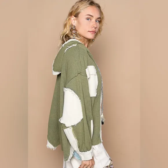 POL “Whimsical Long Jacket” | Moss/Natural