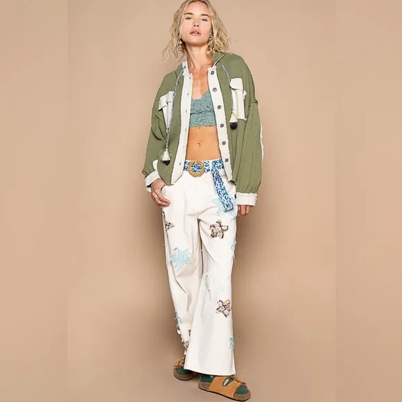 POL “Whimsical Long Jacket” | Moss/Natural