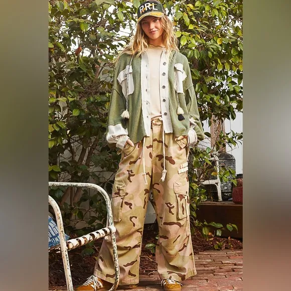 POL “Whimsical Long Jacket” | Moss/Natural