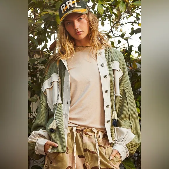 POL “Whimsical Long Jacket” | Moss/Natural