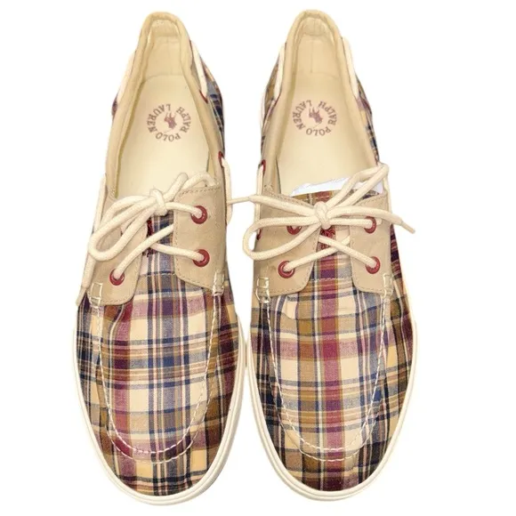 Polo by Ralph Lauren Grandpa Preppy Boat Beach Resort Casual Plaid Canvas Shoes