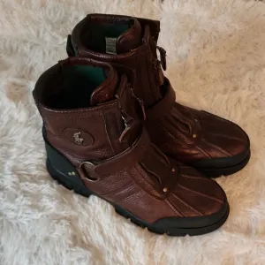 Polo Ralph Lauren Brown Leather Ankle Boots Size 10,5