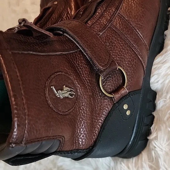 Polo Ralph Lauren Brown Leather Ankle Boots Size 10,5
