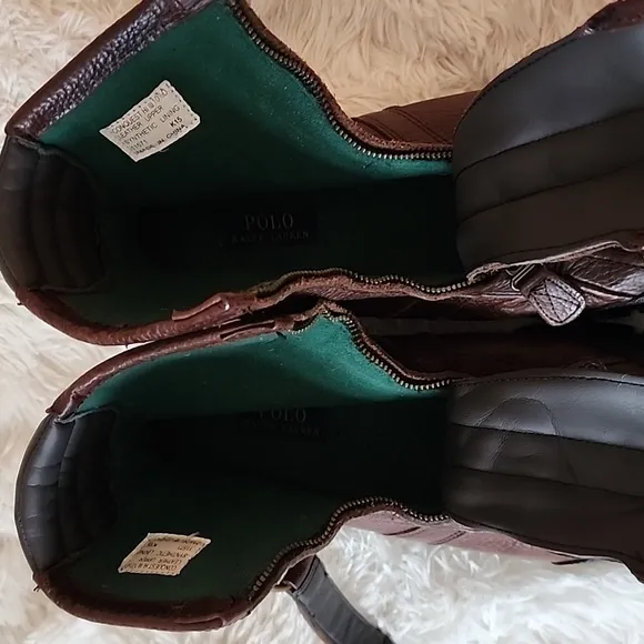 Polo Ralph Lauren Brown Leather Ankle Boots Size 10,5