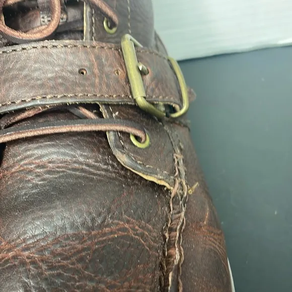 Polo Ralph Lauren Lace Up Boots Size 10.5D Brown Leather High Top Preppy Buckle