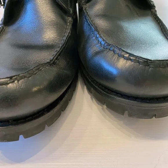Polo Ralph Lauren Leather Chukka‎ Combat Work Boots Black Strap Buckle Size 12 D
