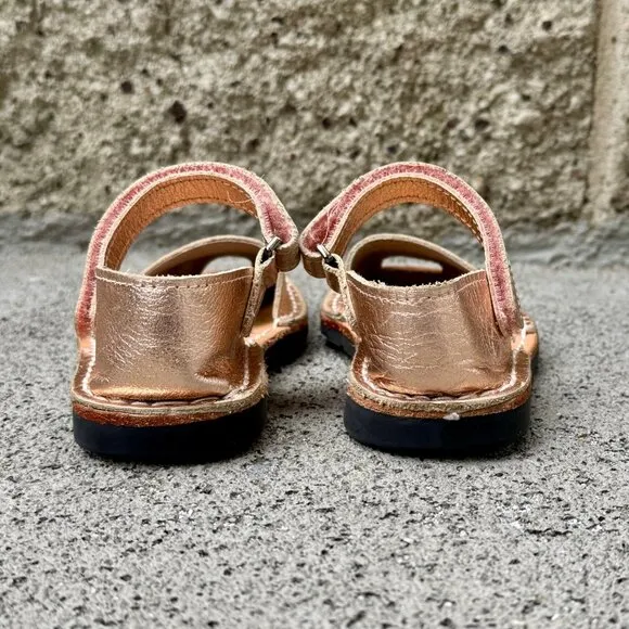 PONS Frailera Style Avarca Shoes Girls 26 EU 9.5 US Metallic Rose Gold Sandals