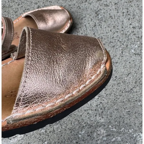 PONS Frailera Style Avarca Shoes Girls 26 EU 9.5 US Metallic Rose Gold Sandals