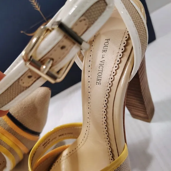 Pour La Victoire Women's Beige and Yellow Heels