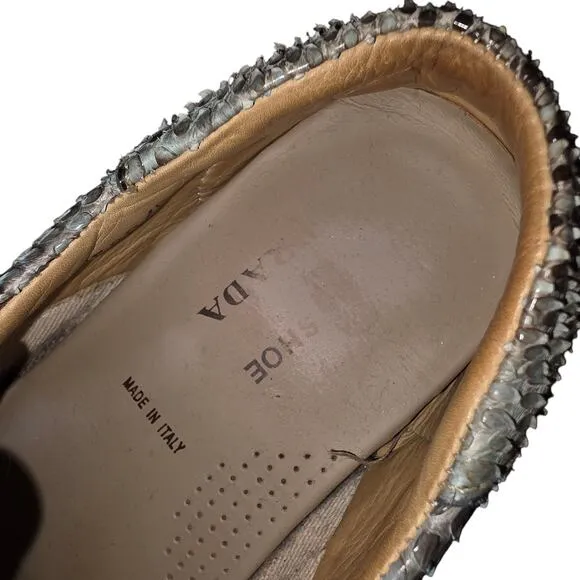 Prada Genuine Python Snakeskin Car Shoes - Women's Size 8