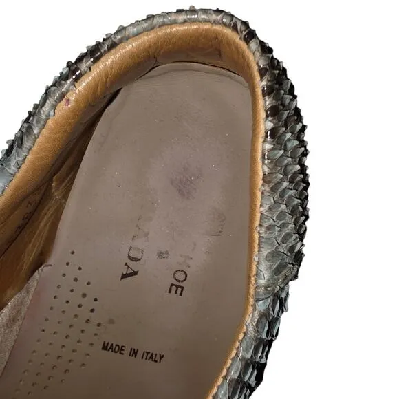 Prada Genuine Python Snakeskin Car Shoes - Women's Size 8