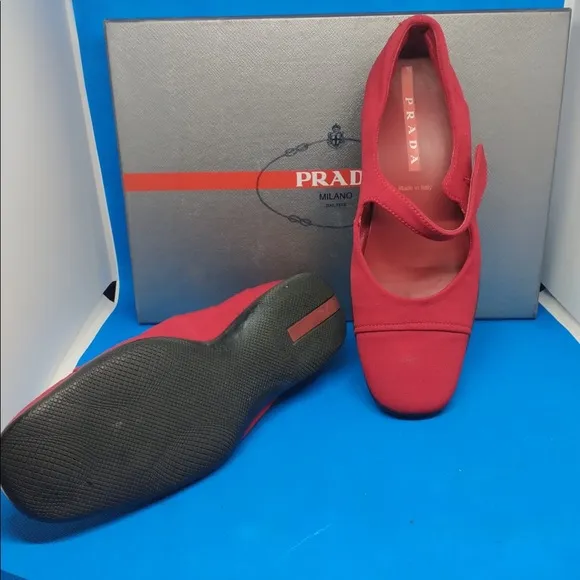 Prada red comfy shoes style # 3039 37 1/2